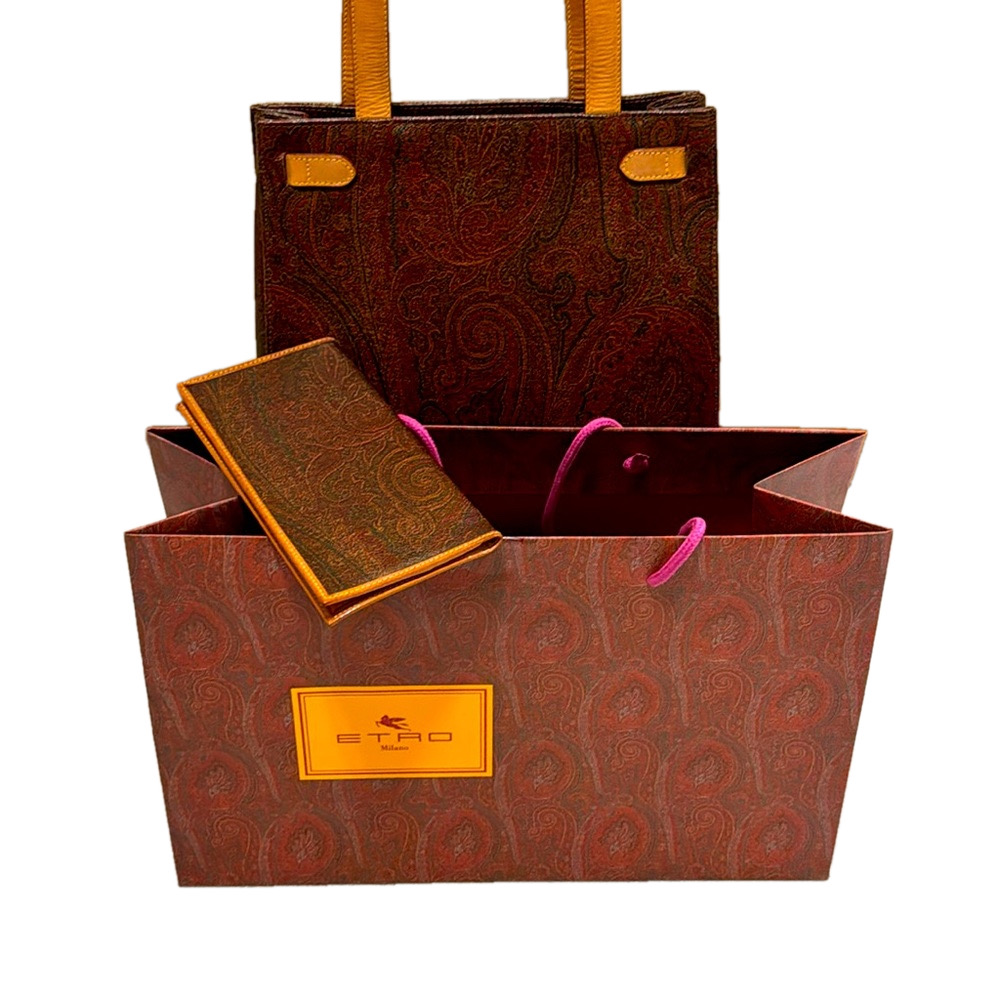 Etro classic wine paisley Kelly bag style shoulder bag with golden E motif